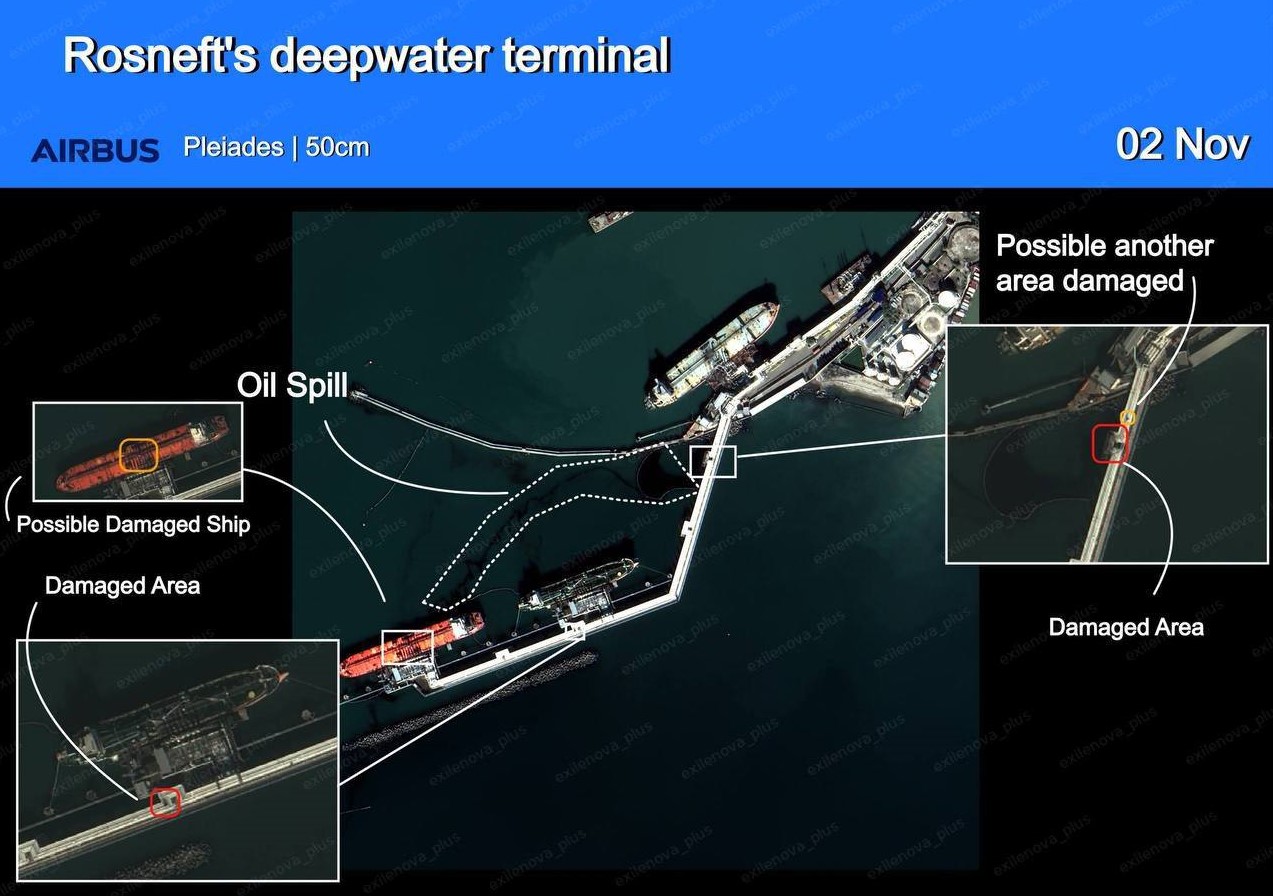 Após o ataque das Forças Armadas da Ucrânia ao terminal petrolífero russo em Tuapse, no Mar Negro, ocorreu um derrame de petróleo de 3,6 km